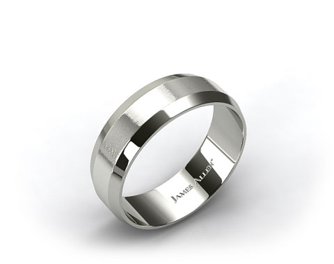 18k White Gold 8mm Beveled Comfort Fit Wedding Band